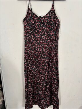 Floral Slip Dress in Black and Pink
